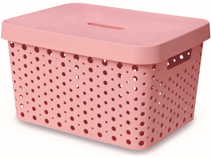 Cesto Organizador Rosé 174 usualutilidades 543 17L COM TAMPA ROSE