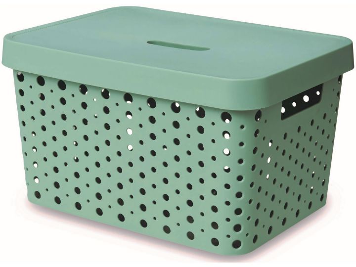 Cesto Organizador Verde 153 usualutilidades 544 17L COM TAMPA VERDE
