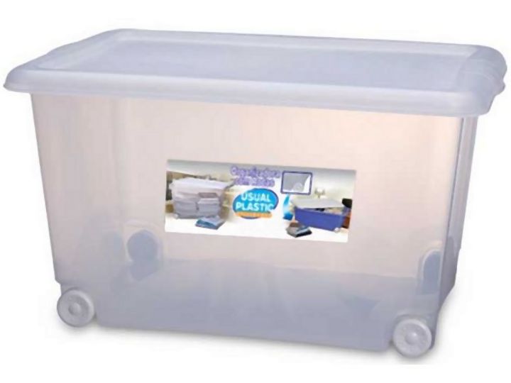 Organizador com Rodas 50L Transl. com Tampa Transl. 8 usualutilidades TAMPA TRANSLUCIDA REF 001