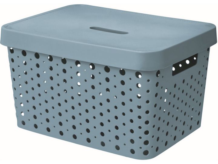 Cesto Organizador Azul Acinzentado 90 usualutilidades usualutilidades 680 17L COM TAMPA AZUL ACINZ.